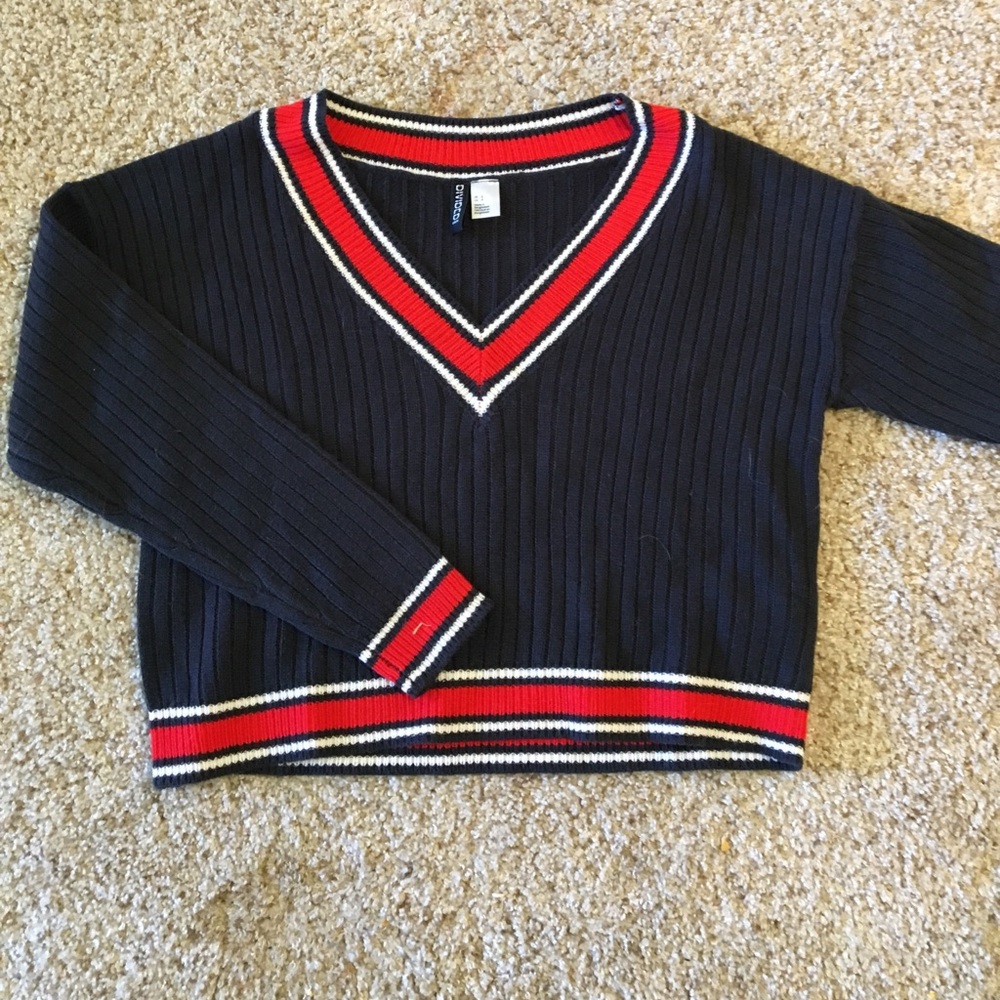 Deep V-neck cropped sweater